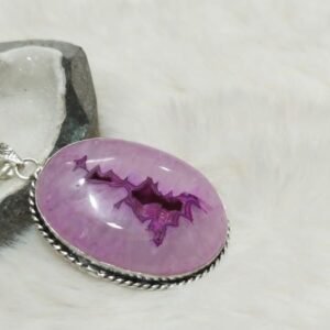 Agate Window Druzy Oval Gemstone Pendant