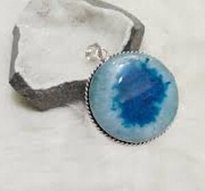 Agate Window Druzy Round Gemstone Pendant